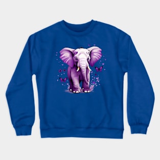 Cute Baby Elephant with Butterflies Design Crewneck Sweatshirt